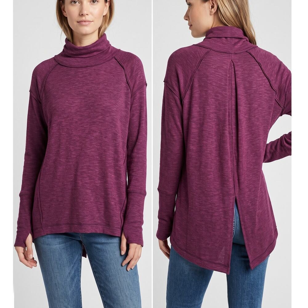 We The Free Medium Open-Back Row Seamed Knit Tunic Purple